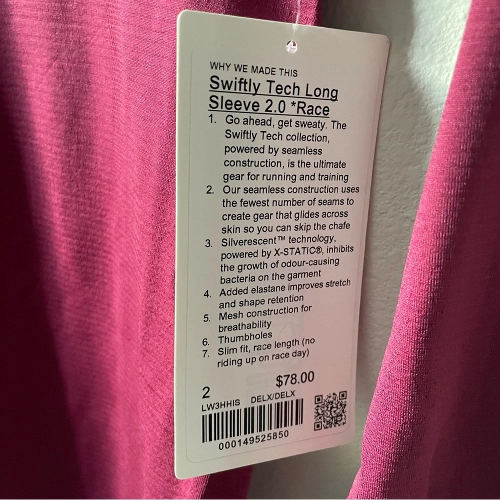 NWT Lululemon Swiftly Tech Long-Sleeve Shirt 2.0 *Race Length Deep Luxe Size 2 - Picture 4 of 7